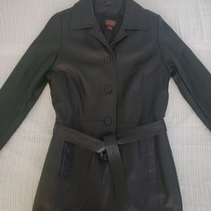 Danier black ladies leather jacket/coat - Med